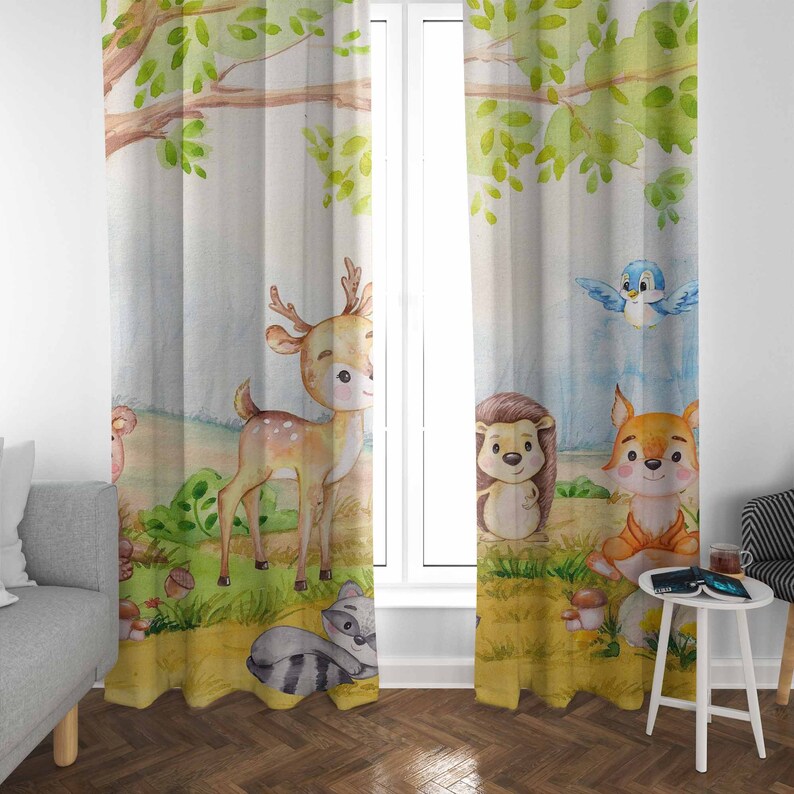 Woodland Animals Curtains Kids - đánh giá và giá Baby Nursery Blackout Curtains