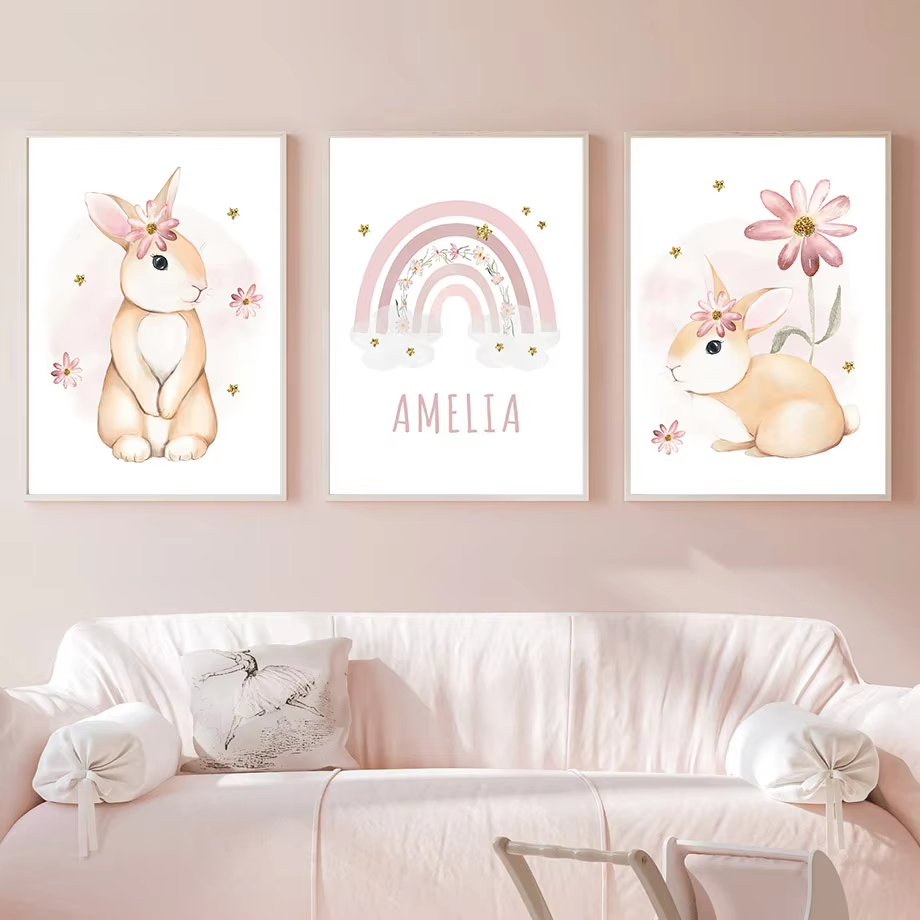 Cute Watercolor Rabbit Rainbow - đánh giá và giá Baby Nursery Mirror