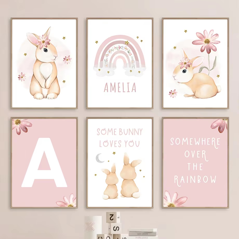 Cute Watercolor Rabbit Rainbow - đánh giá và giá Baby Nursery Mirror