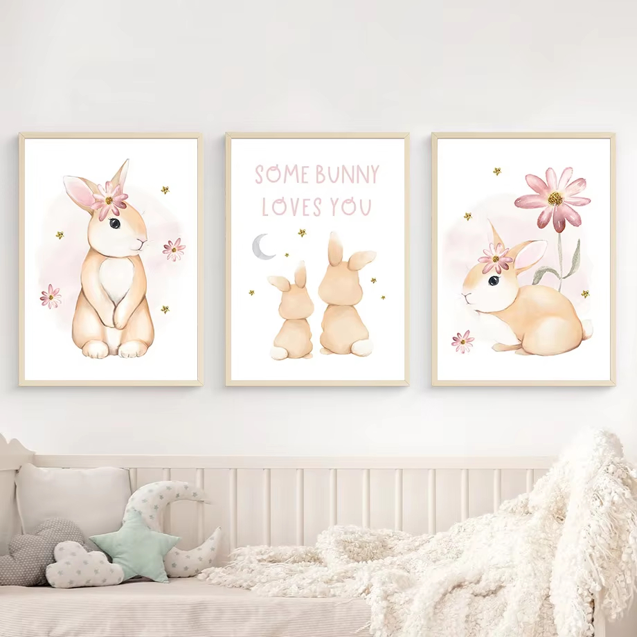 Cute Watercolor Rabbit Rainbow - đánh giá và giá Baby Nursery Mirror