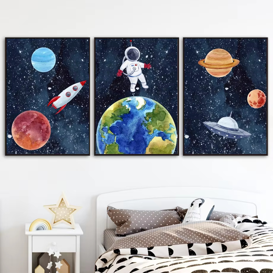 Space Astronaut Planet Rocket  - đánh giá và giá Baby Nursery Mirror