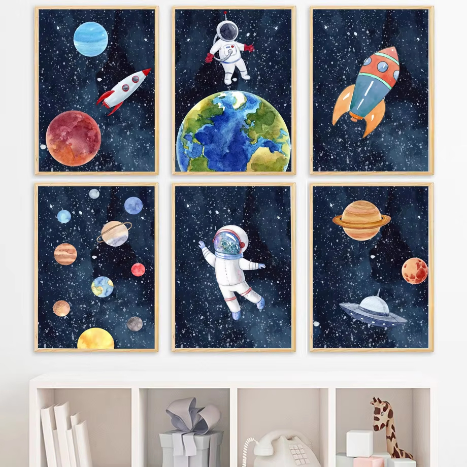 Space Astronaut Planet Rocket  - đánh giá và giá Baby Nursery Mirror
