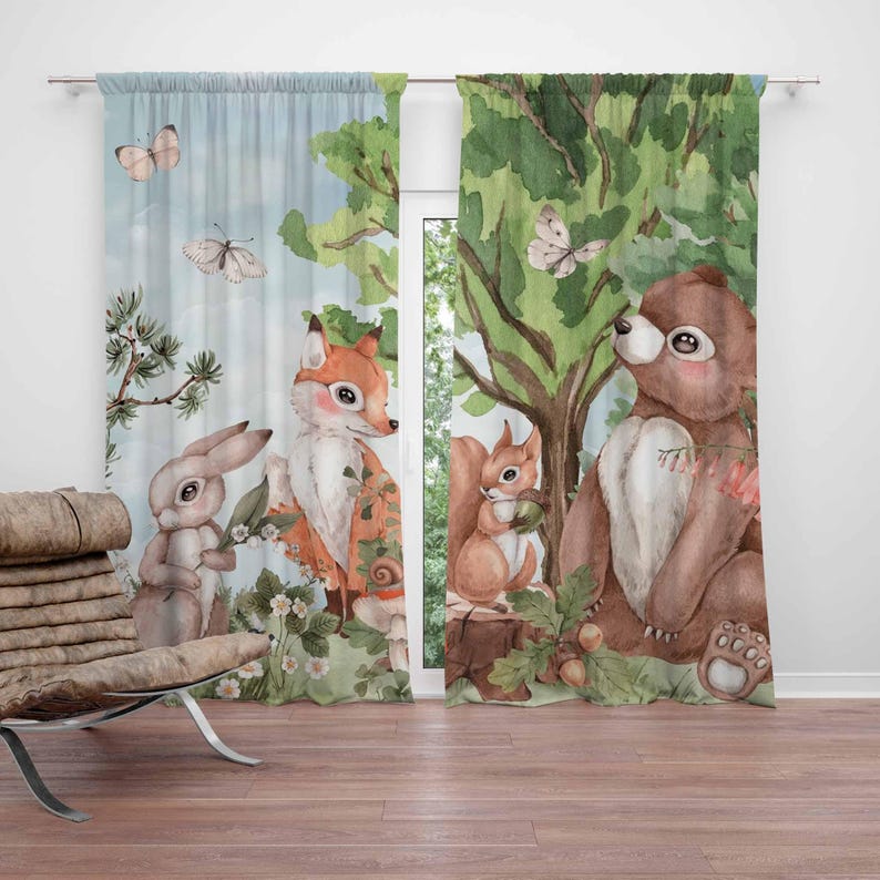 Forest Animals Curtains Kids B - đánh giá và giá Baby Nursery Blackout Curtains