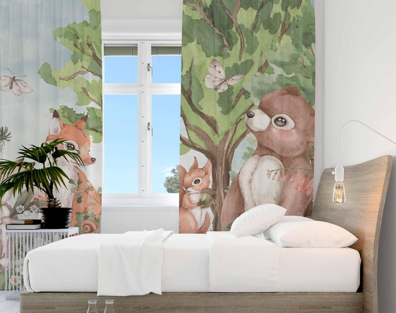 Forest Animals Curtains Kids B - đánh giá và giá Baby Nursery Blackout Curtains
