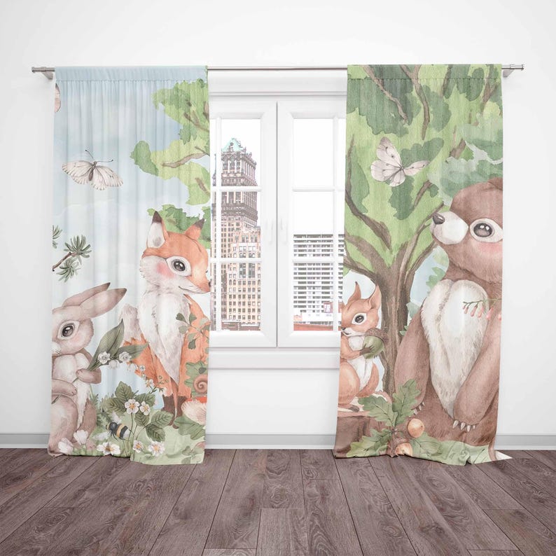 Forest Animals Curtains Kids B - đánh giá và giá Baby Nursery Blackout Curtains