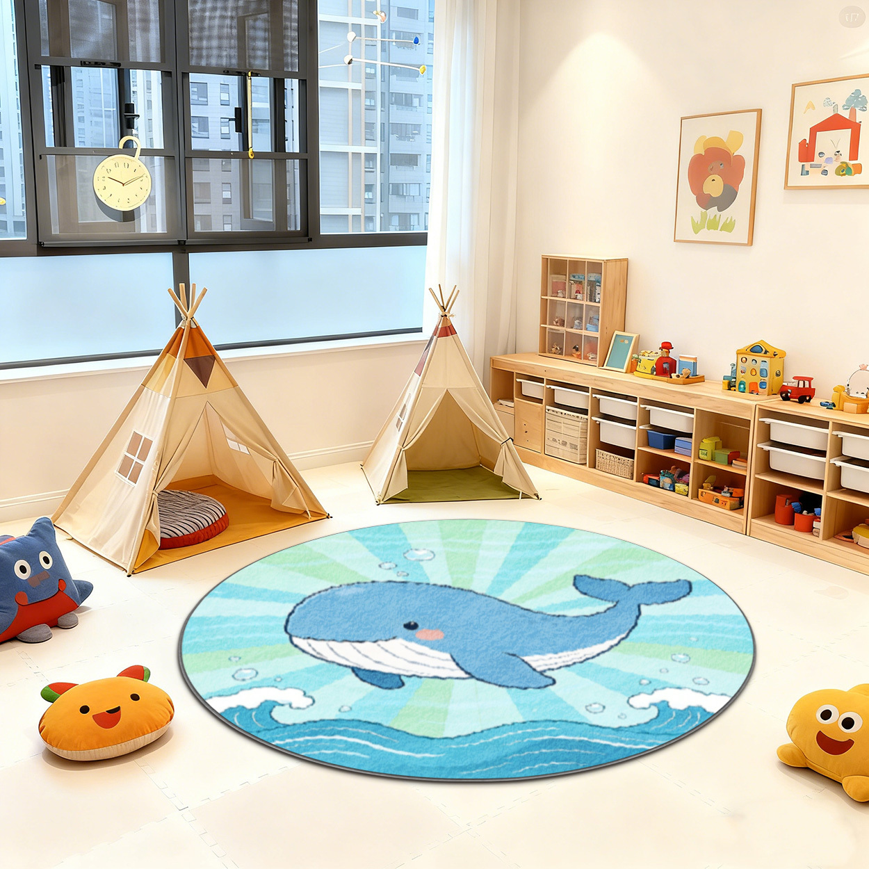 Soft Whale Ocean Round Rug for - đánh giá và giá Baby Nursery Ocean Theme