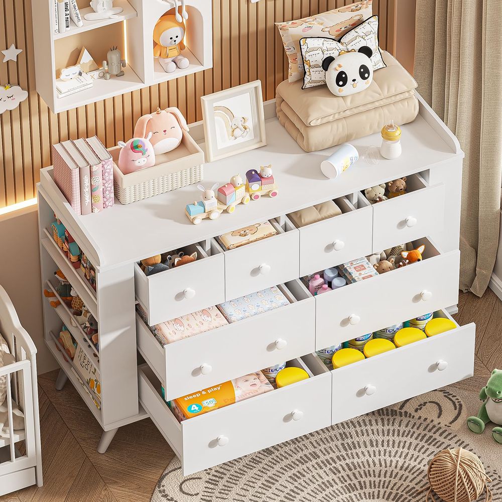 Kids Dresser Cabinet with 8 Dr - đánh giá và giá Baby Nursery Chest Of Drawers