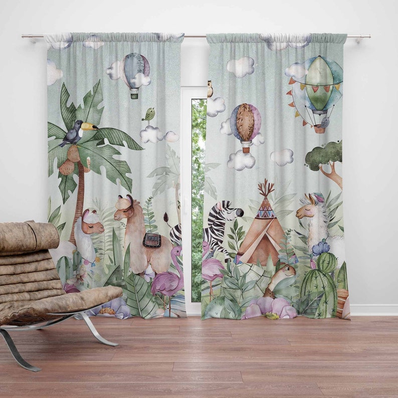 Safari Animals Party Nursery C - đánh giá và giá Baby Nursery Blackout Curtains