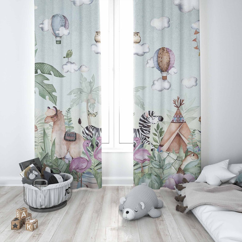 Safari Animals Party Nursery C - đánh giá và giá Baby Nursery Blackout Curtains