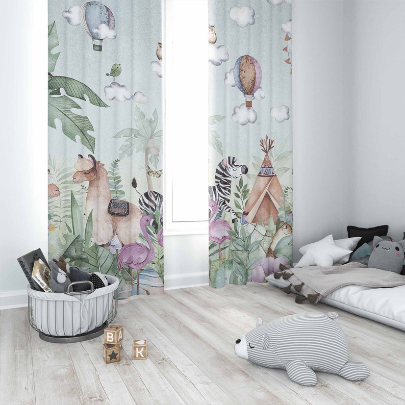 Safari Animals Party Nursery C - đánh giá và giá Baby Nursery Blackout Curtains