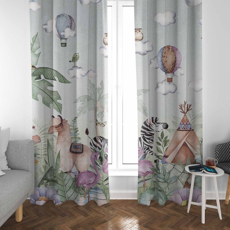 Safari Animals Party Nursery C - đánh giá và giá Baby Nursery Blackout Curtains
