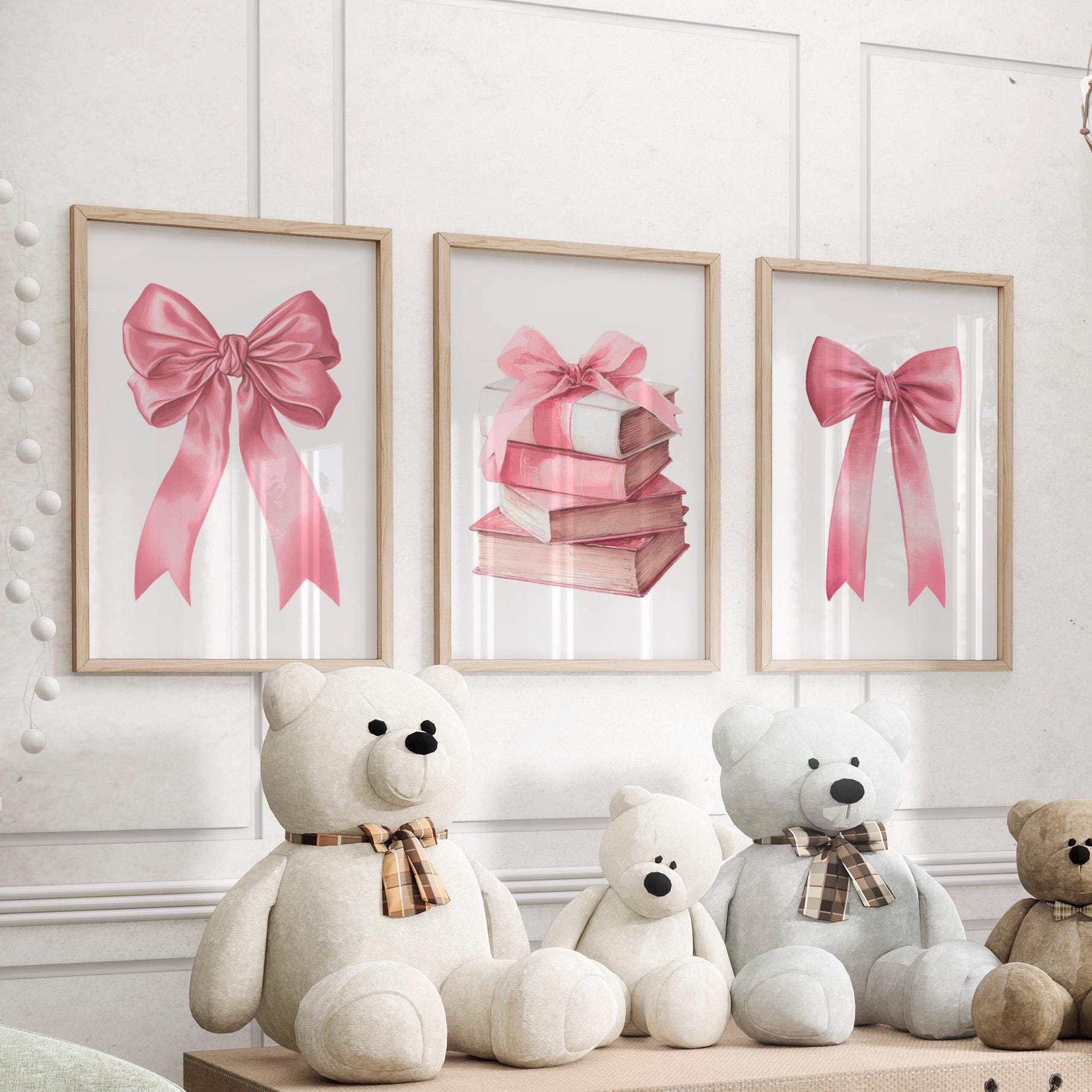 3pcs/Set frameless,Pink Bows W - đánh giá và giá Baby Nursery Pink