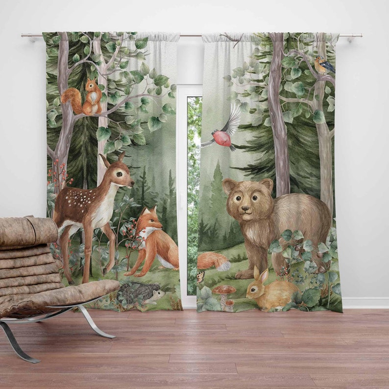 Woodland Animals Curtains Kids - đánh giá và giá Baby Nursery Blackout Curtains