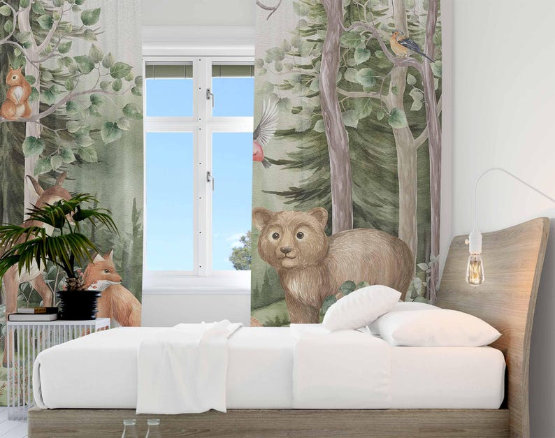 Woodland Animals Curtains Kids - đánh giá và giá Baby Nursery Blackout Curtains