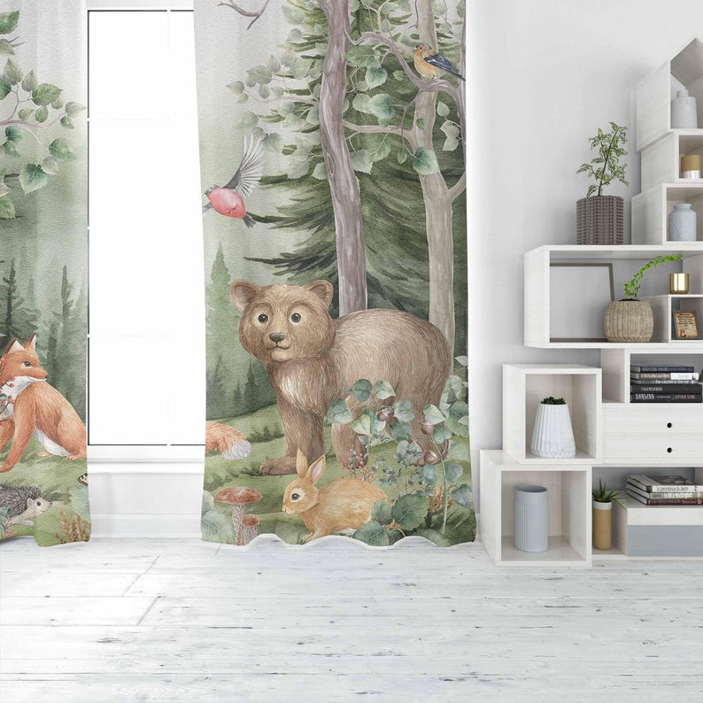 Woodland Animals Curtains Kids - đánh giá và giá Baby Nursery Blackout Curtains