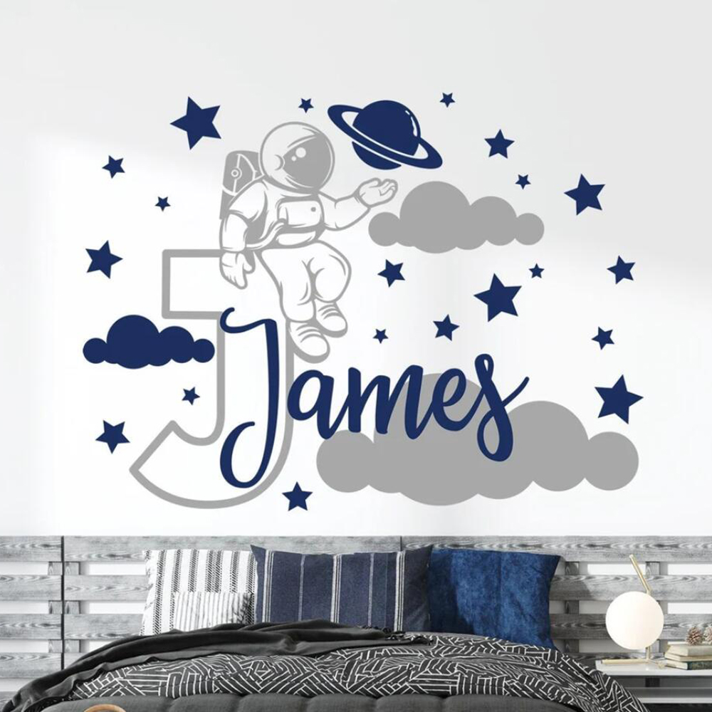 Custom Name Cartoon Space Astr - đánh giá và giá Baby Nursery Decor Boy