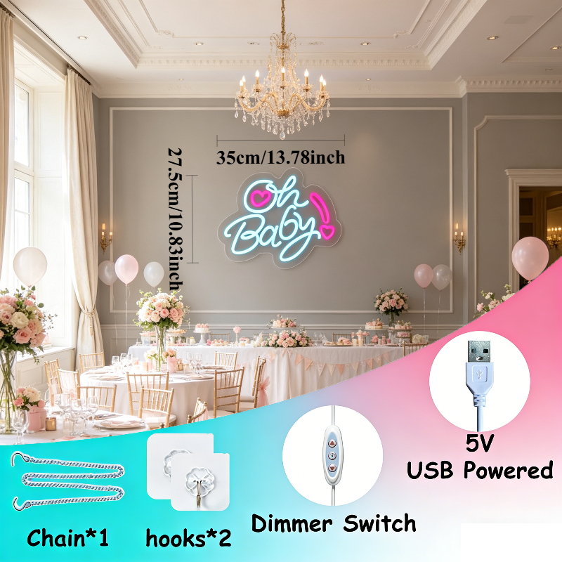 Oh Baby Neon Sign LED Wall Art - đánh giá và giá Baby Nursery Pink