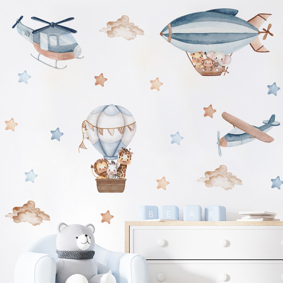 Watercolor Animals Hot Air Bal - đánh giá và giá Baby Nursery Decor Boy