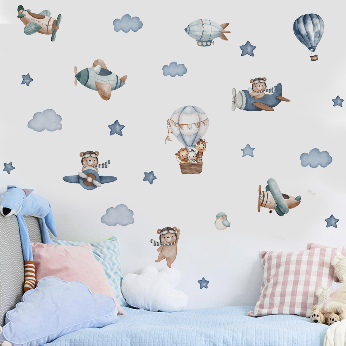 Watercolor Animals Hot Air Bal - đánh giá và giá Baby Nursery Decor Boy