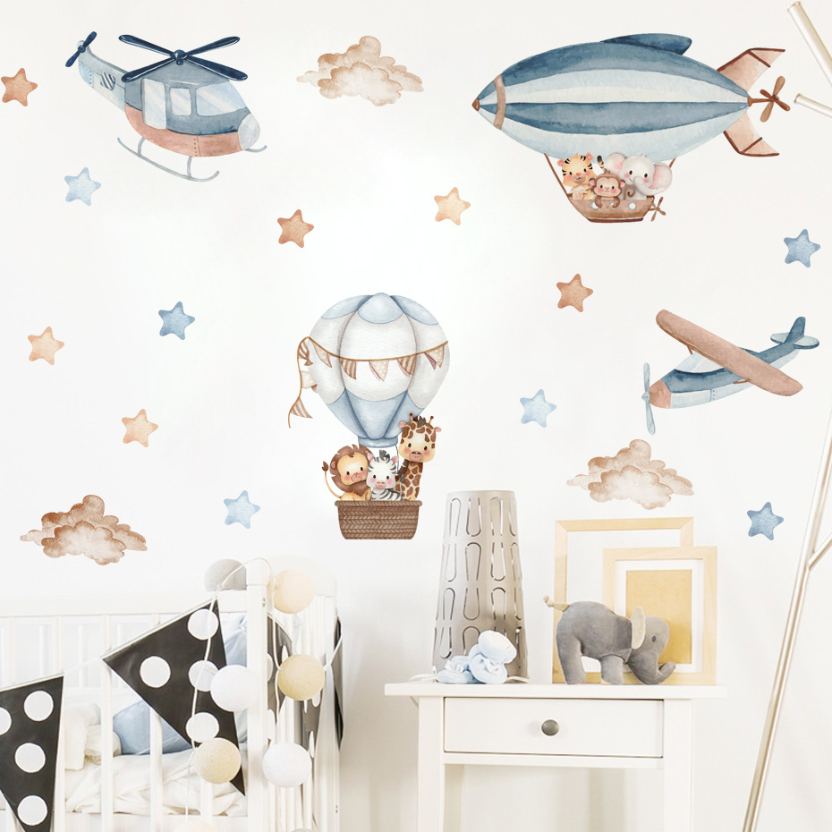 Watercolor Animals Hot Air Bal - đánh giá và giá Baby Nursery Decor Boy