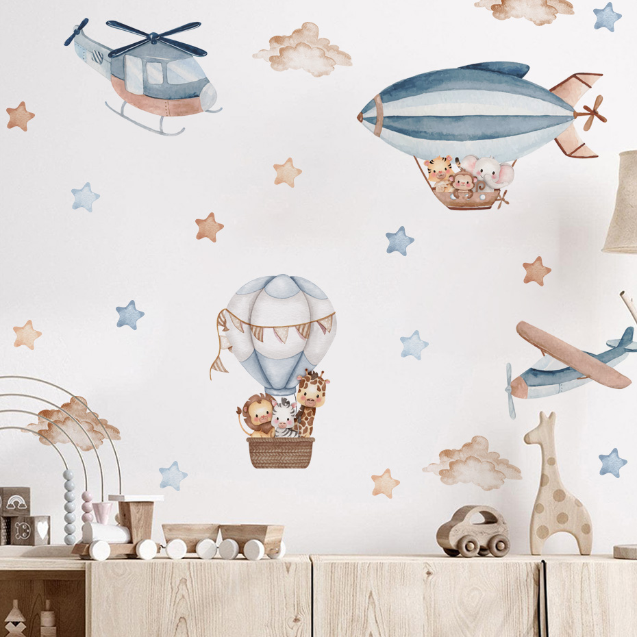 Watercolor Animals Hot Air Bal - đánh giá và giá Baby Nursery Decor Boy