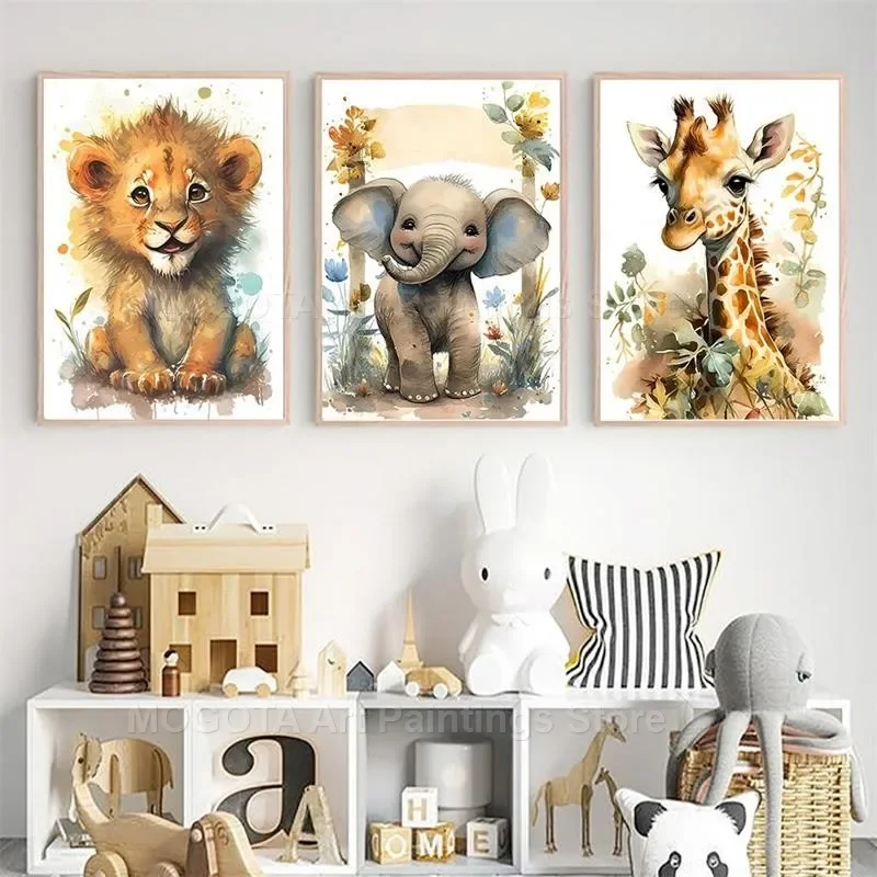 Watercolor Lion Giraffe Tiger  - đánh giá và giá Baby Nursery Ornaments