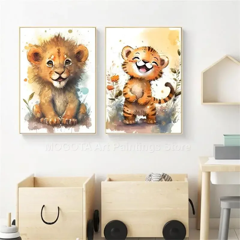 Watercolor Lion Giraffe Tiger  - đánh giá và giá Baby Nursery Ornaments