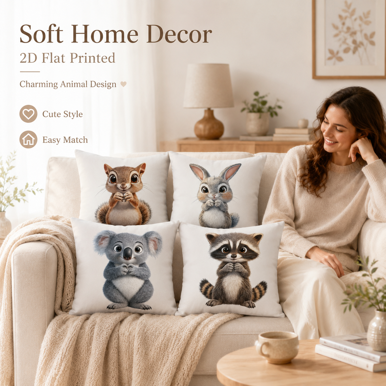 Cute Animal 2D Flat Printed Pe - đánh giá và giá Baby Nursery Cushion