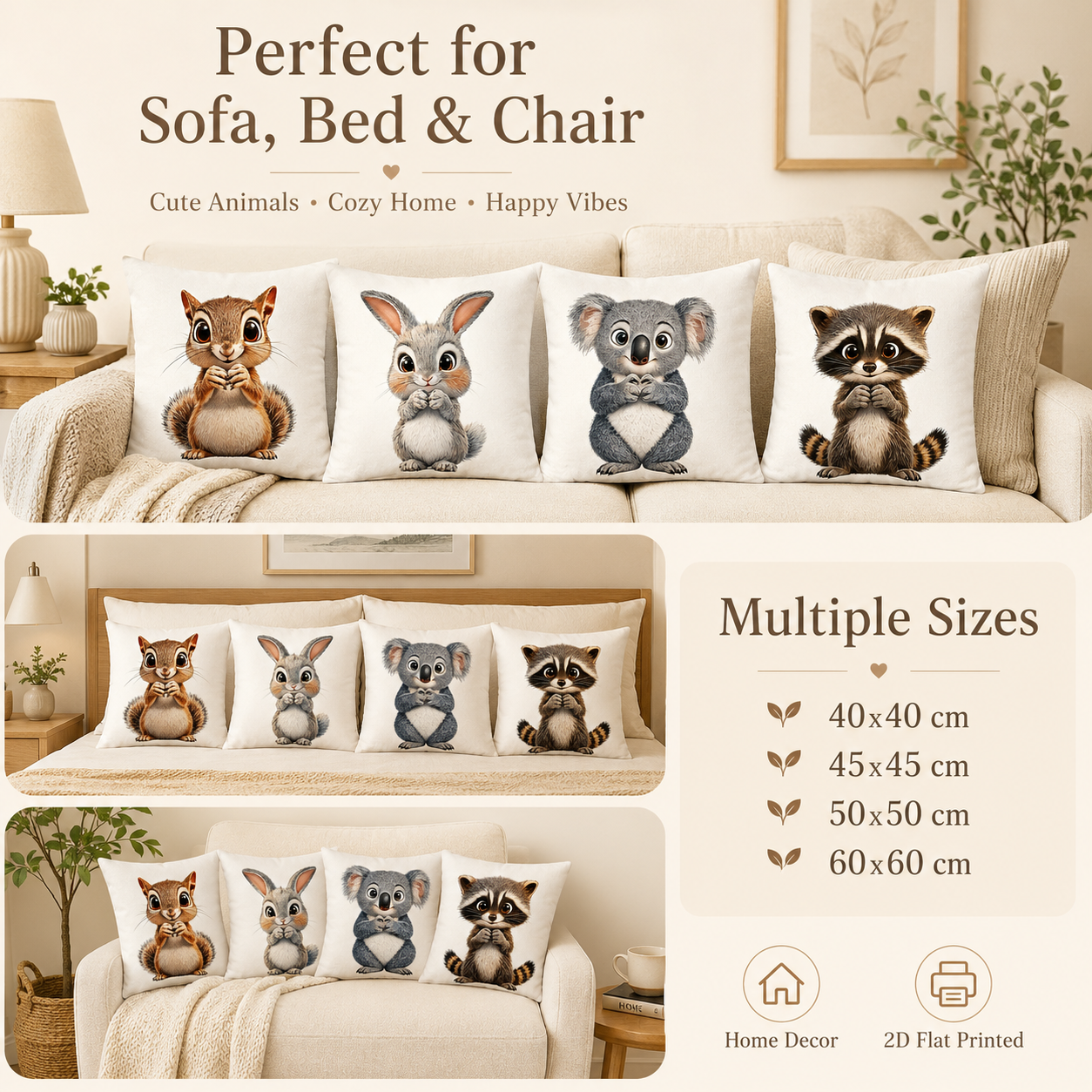 Cute Animal 2D Flat Printed Pe - đánh giá và giá Baby Nursery Cushion