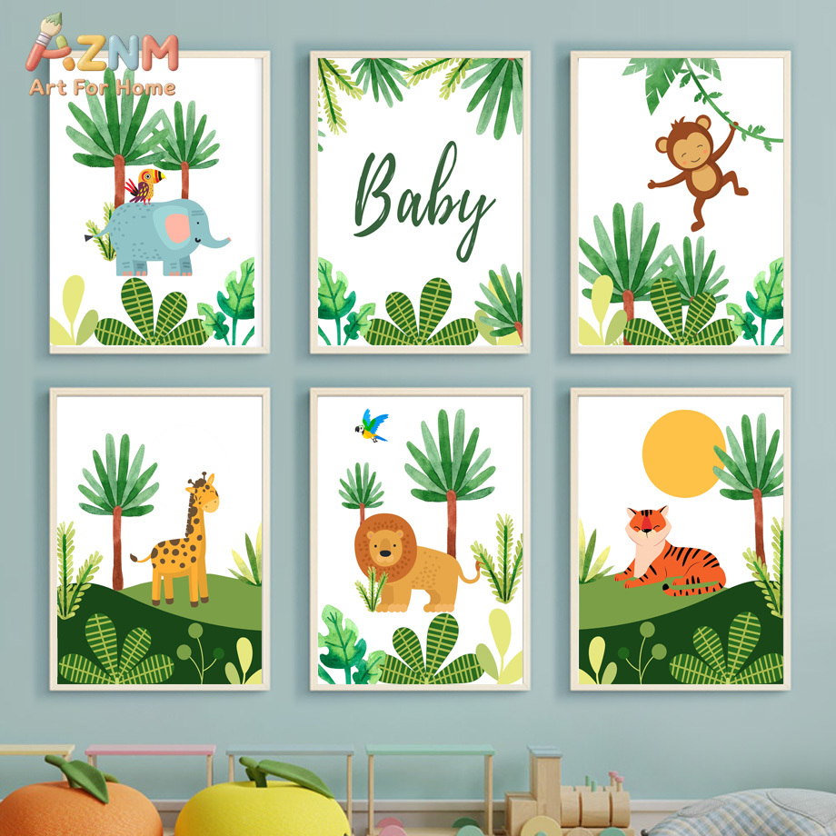 Cute Jungle Safari Nursery Wal - đánh giá và giá Baby Nursery Decor Boy