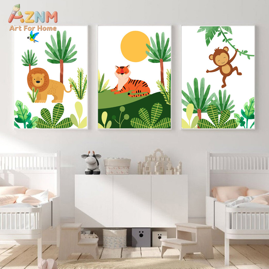 Cute Jungle Safari Nursery Wal - đánh giá và giá Baby Nursery Decor Boy