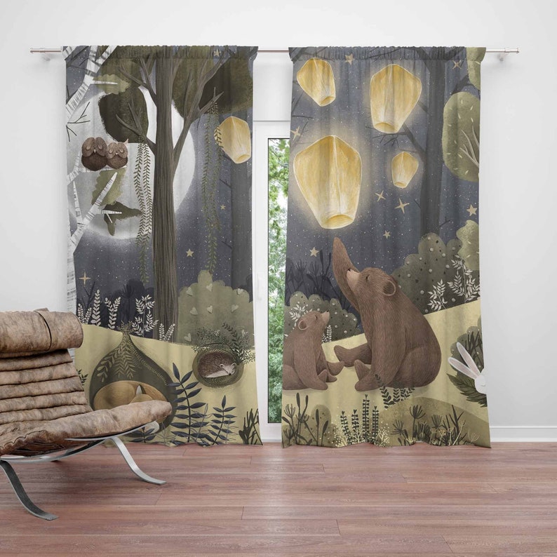 Woodland Nursery Curtains Anim - đánh giá và giá Baby Nursery Blackout Curtains