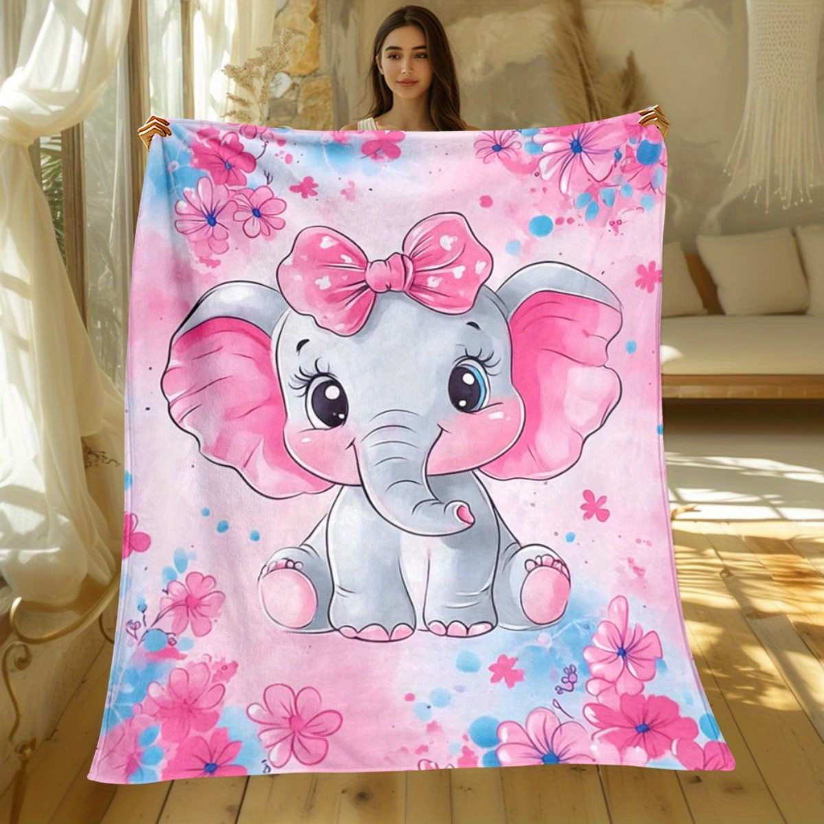1pc Cute Pink Elephant with Bo - đánh giá và giá Baby Nursery Themes Girl