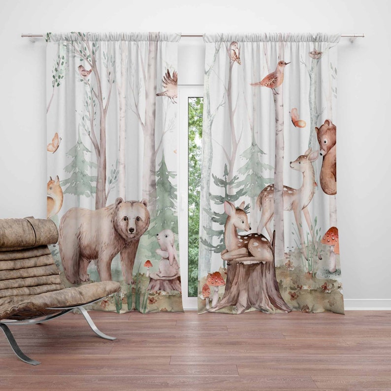 Forest Animals Curtains Kids N - đánh giá và giá Baby Nursery Blackout Curtains