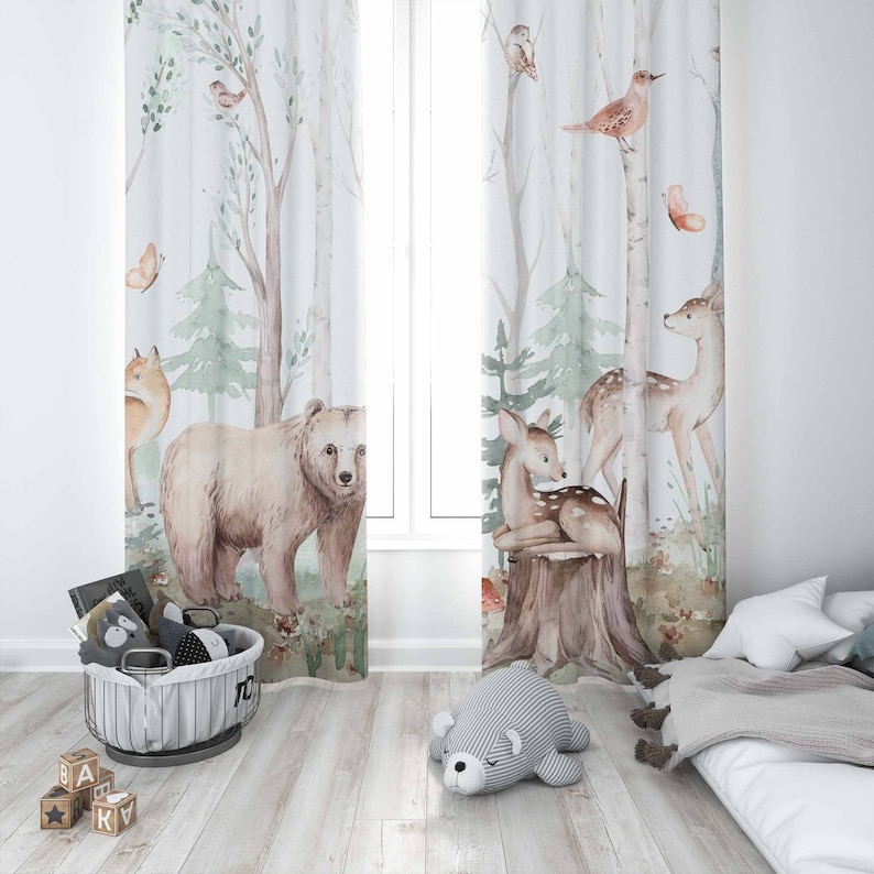 Forest Animals Curtains Kids N - đánh giá và giá Baby Nursery Blackout Curtains