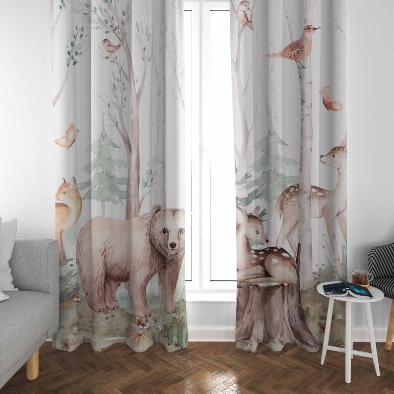 Forest Animals Curtains Kids N - đánh giá và giá Baby Nursery Blackout Curtains