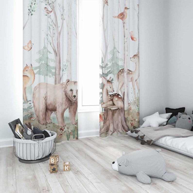 Forest Animals Curtains Kids N - đánh giá và giá Baby Nursery Blackout Curtains