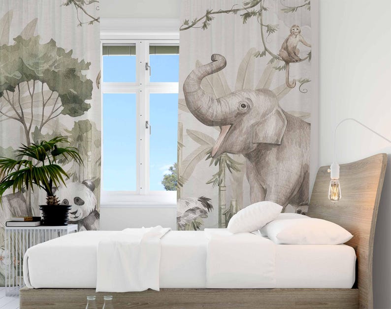 Safari Animals Curtains Kids B - đánh giá và giá Baby Nursery Blackout Curtains