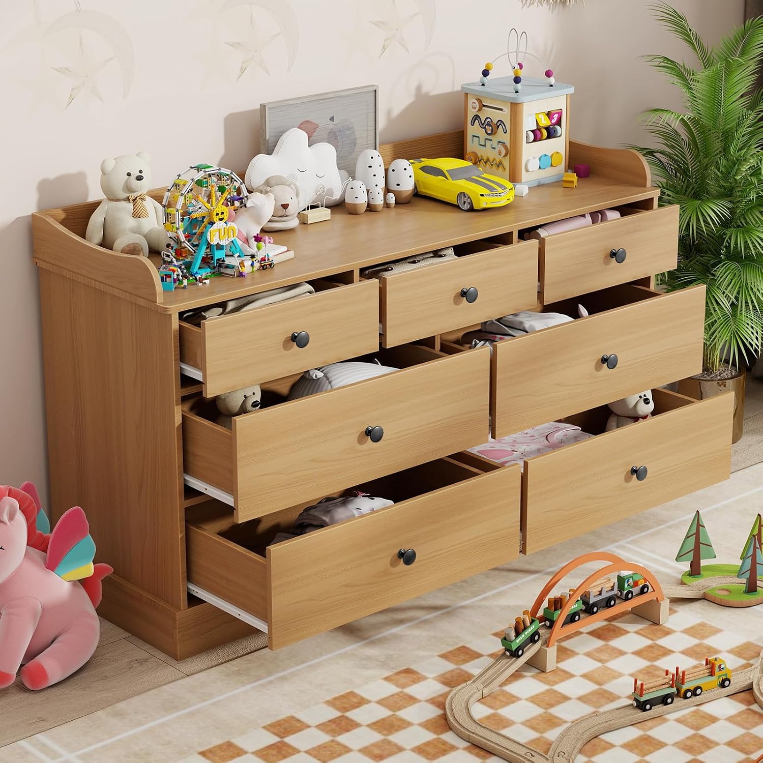 Kids Dresser Cabinet with 7 Dr - đánh giá và giá Baby Nursery Chest Of Drawers